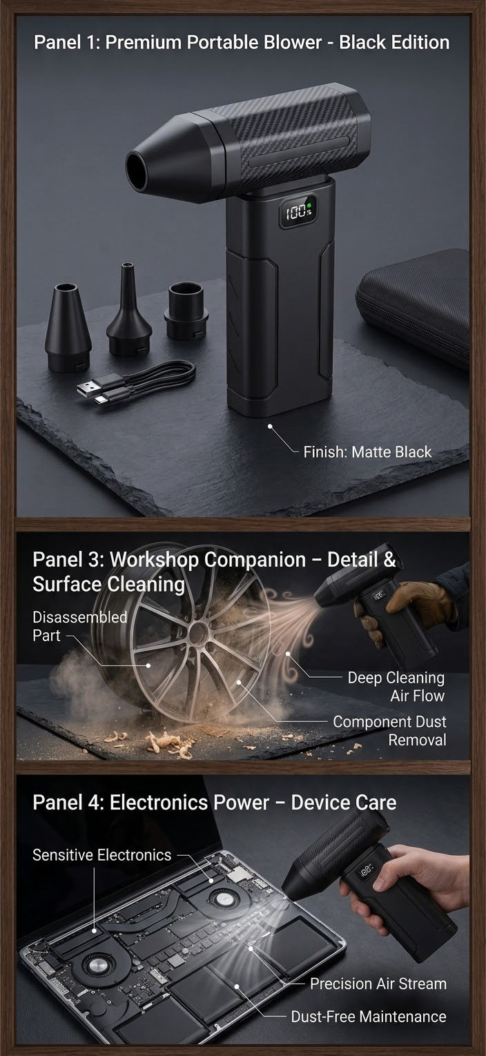 5200mAh High-Capacity High-Speed Turbo Fan, Portable Electric Dust Blower, Handheld Personal Cooling Fan, USB Rechargeable with Lighting, Multi-Functional for Home, Outdoor, Travel, Camping, and Yard Use, for Blowing Dust, Charcoal, Snow