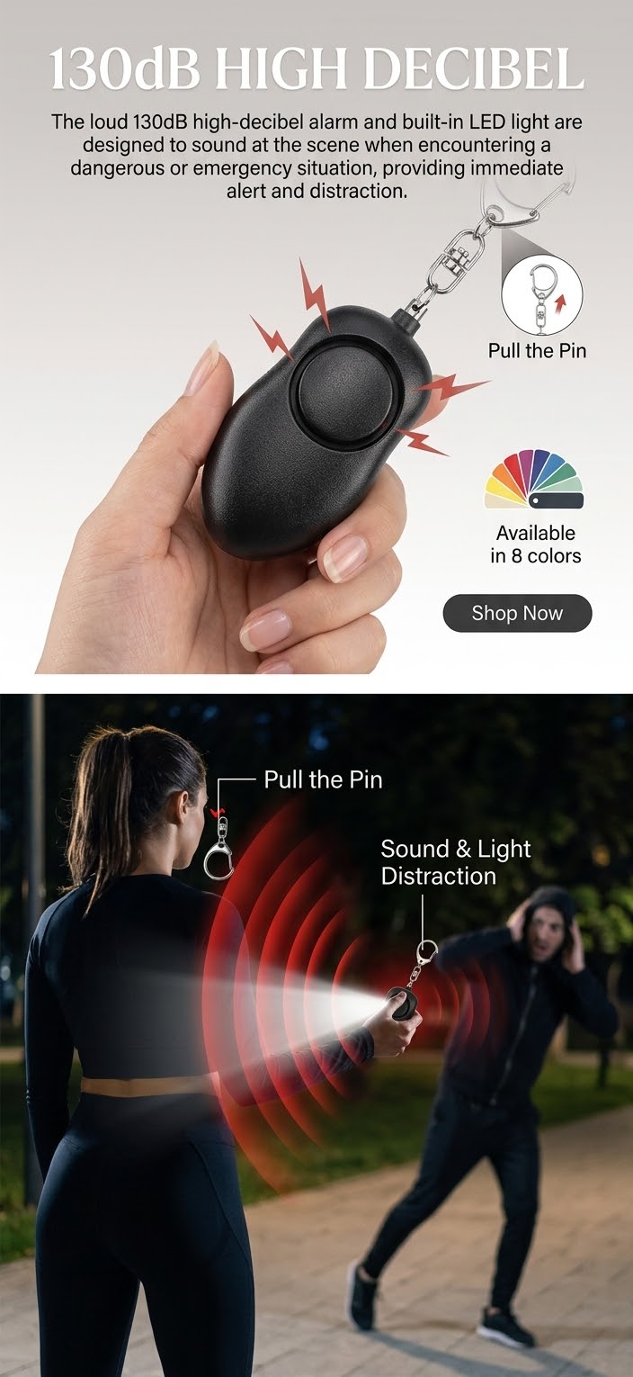 Safe Sound Personal Alarm, 1 Pack 130DB Personal Security Alarm Keychain with LED Lights, Emergency Safety Alarm for Women, Men, Elderly