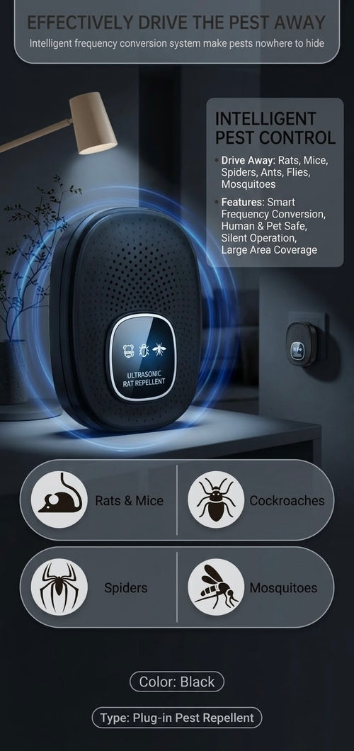 Upgraded Q62 Ultrasonic Pest Repeller, Repels Mosquitoes, Flies, Cockroaches, Mice, And Bed Bugs. Ideal for Bedrooms, Kitchens, Garages, And Storage Areas a Summer Essential