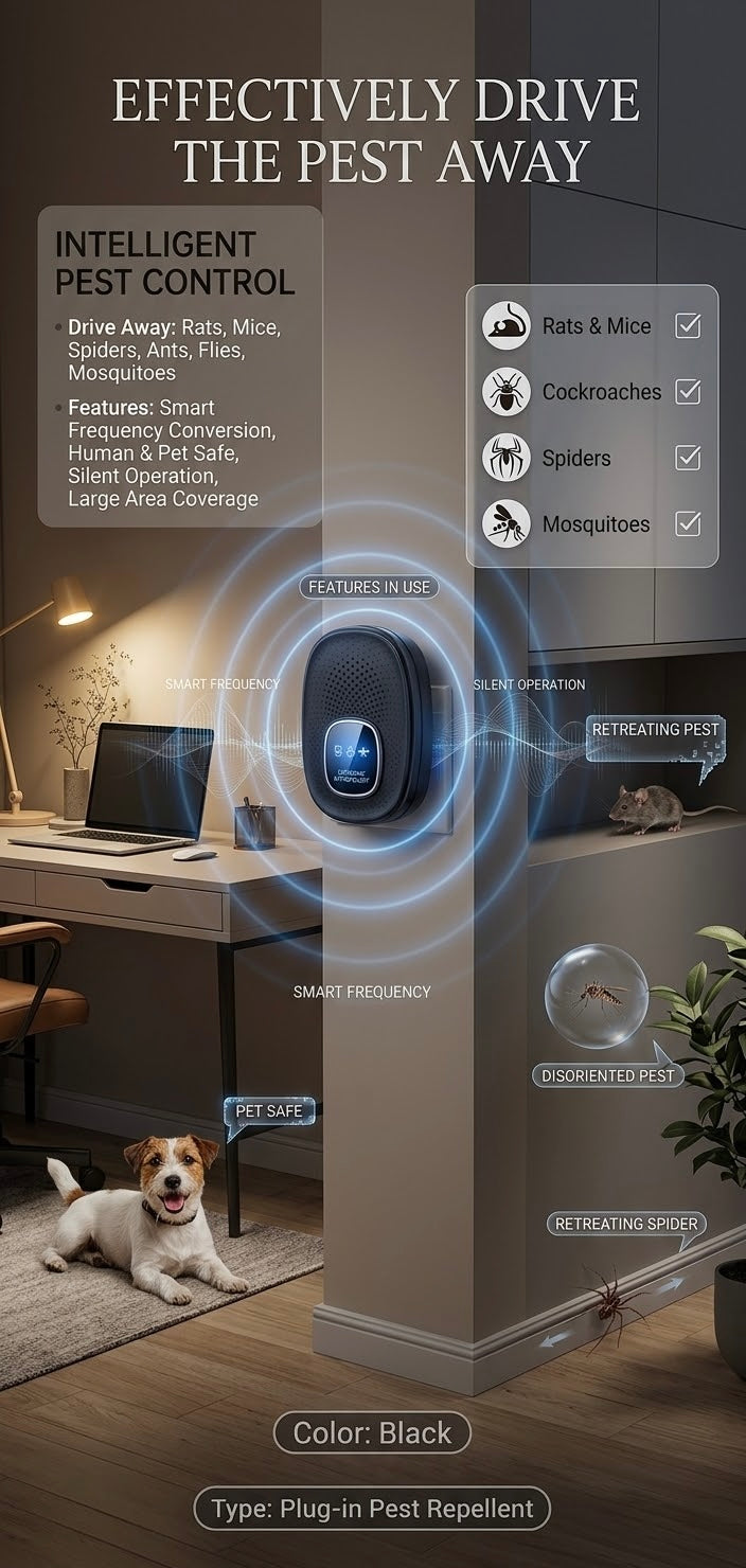 Upgraded Q62 Ultrasonic Pest Repeller, Repels Mosquitoes, Flies, Cockroaches, Mice, And Bed Bugs. Ideal for Bedrooms, Kitchens, Garages, And Storage Areas a Summer Essential